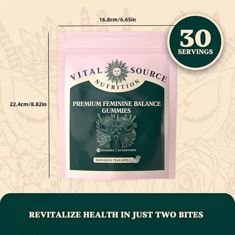 ArtisanOve Vital Source Nutrition - Premium Feminine Balance Gummies with Hawaiian Pineapple & Ginger Extract, 60 Count (30 Servings), Soft Candy for Women’s Health & Wellness
